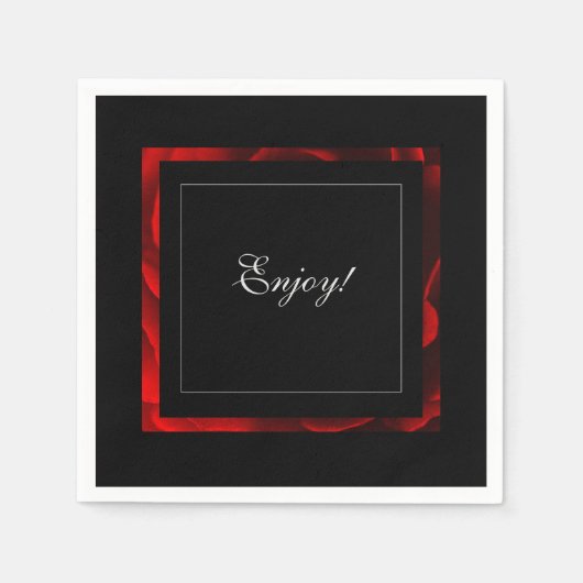 モダンな赤い花のアクセント スタンダードカクテルナプキン (正面)