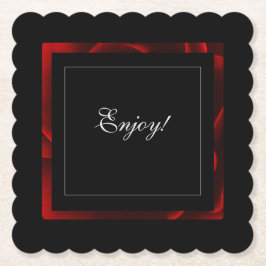 モダンな赤い花のアクセント ペーパーコースター