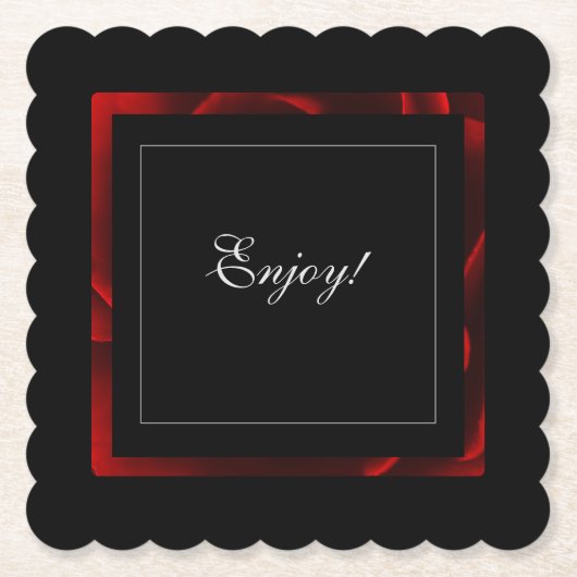 モダンな赤い花のアクセント ペーパーコースター (正面)