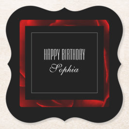 モダンな赤い花のアクセント ペーパーコースター