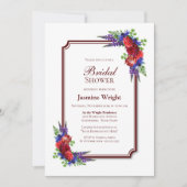 モダンな赤い花のウェディングシャワー 招待状 (正面)