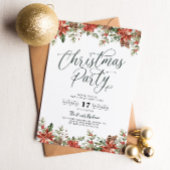 モダンな赤い花のクリスマスパーティー招待状 招待状