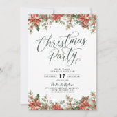 モダンな赤い花のクリスマスパーティー招待状 招待状 (正面)