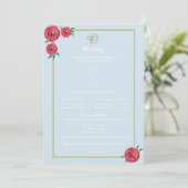 モダンな赤い花の招待状（シーク教 エク オンカル) 招待状 (スタンド正面)