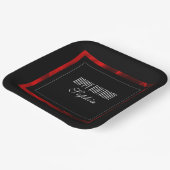 モダンな赤い花柄のアクセント紙皿 ペーパープレート (傾斜あり)