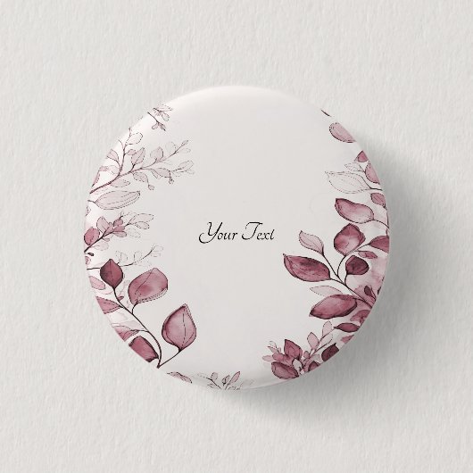 モダンな赤い葉のボタン 缶バッジ (正面)