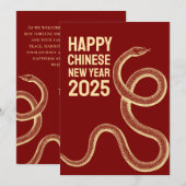 モダンな赤い蛇の年 2025年の旧正月 シーズンカード (正面/裏面)