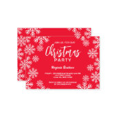 モダンな赤い雪のクリスマスパーティー ノートカード (正面/裏面インサイチュ)