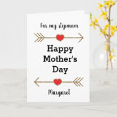 モダンな赤および金ゴールドの幸せな母の日の義母 カード (黄色い花)