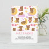 モダンな赤ちゃんの女の子 リトルベア 赤ちゃんのシャワー 招待状 (スタンド正面)