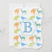 モダンな赤ちゃん男の子の森の生き物シャワーデザイン 招待状 (裏面)