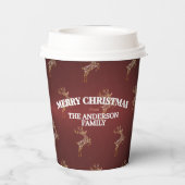 モダンな赤とゴールドのトナカイ クリスマス 紙コップ (裏面)