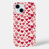 モダンな赤とピンクのハート柄 Case-Mate iPhoneケース (裏面)