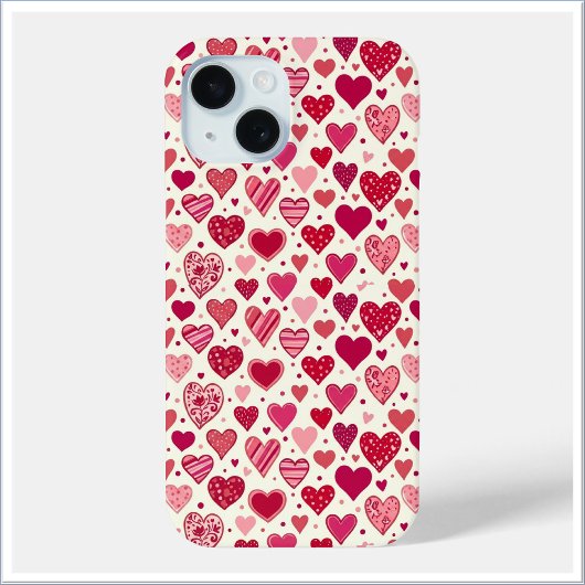 モダンな赤とピンクのハート柄 Case-Mate iPhoneケース