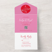 モダンな赤とピンクの結婚式 オールインワン招待状 (内側)