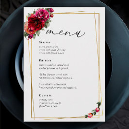 モダンな赤とピンクの花とフェイクゴールドの結婚式 メニュー