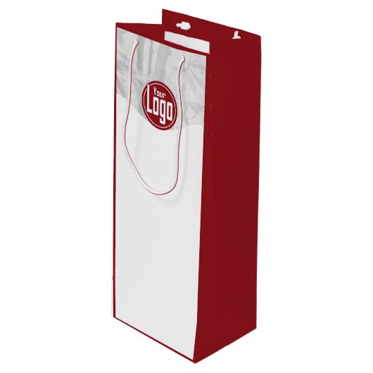 モダンな赤と白のカスタムイメージとロゴ ワインギフトバッグ (正面アングル)
