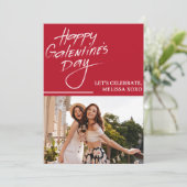 モダンな赤と白のガレンタインズデーパーティーの写真 招待状 (スタンド正面)