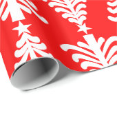 モダンな赤と白のクリスマスツリーパターン ラッピングペーパー (ロールコーナー)