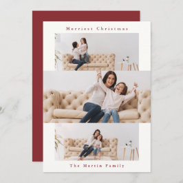 モダンな赤と白のコラージュ（3枚の写真） シーズンカード
