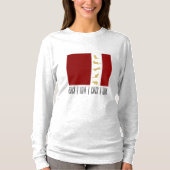 モダンな赤と白のゴールドのクリスマス猫 Tシャツ (正面)