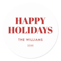 モダンな赤と白のハッピーホリデー