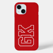 モダンな赤と白のモノグラムイニシャル Case-Mate iPhoneケース (裏面)