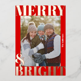 **モダンな赤と白の楽しい＆明るい写真** 箔シーズンカード