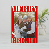 **モダンな赤と白の楽しい＆明るい写真** 箔シーズンカード (立ち正面)