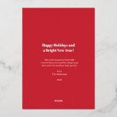 **モダンな赤と白の楽しい＆明るい写真** 箔シーズンカード (裏面)