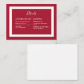 モダンな赤と白の結婚式の詳細 封入カード エンクロージャーカード (正面/裏面)