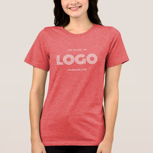 モダンな赤と白の長方形ロゴ トライブレンドTシャツ (正面)