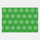 モダンな赤と緑と金のクリスマス星のオーナメントギフト ラッピングペーパーシート (正面2)