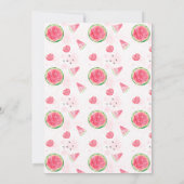 モダンな赤と緑のアーチ ワン イナ メロン 1歳の誕生日 招待状 (裏面)