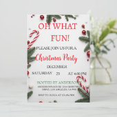 モダンな赤と緑のクリスマスパーティーの招待状 シーズンカード (スタンド正面)