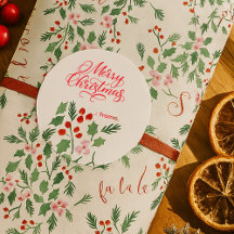 モダンな赤と緑のクリスマス フラワーパターン