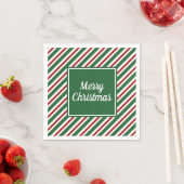 モダンな赤と緑の手書き風 メリークリスマス スタンダードカクテルナプキン (インサイチュ)
