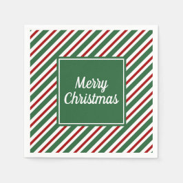 モダンな赤と緑の手書き風 メリークリスマス スタンダードカクテルナプキン