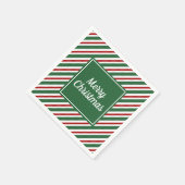 モダンな赤と緑の手書き風 メリークリスマス スタンダードカクテルナプキン (角)