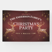 モダンな赤と金のトナカイ クリスマスバナー 横断幕 (横)