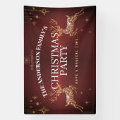 モダンな赤と金のトナカイ クリスマスバナー 横断幕 (縦)