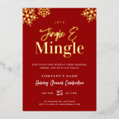 モダンな赤と金の企業用ホリデーパーティー招待状 箔シーズンカード (正面)