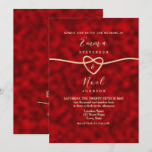 モダンな赤と金の結婚式招待状 招待状 (正面/裏面)