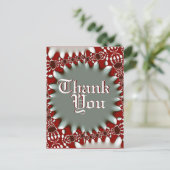 モダンな赤と銀のバティック感謝ハガキ ポストカード (スタンド正面)