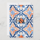 モダンな赤と青のタイルの結婚式 招待状 (裏面)