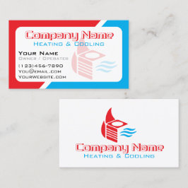 モダンな赤と青の空調会社 名刺