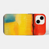 モダンな赤と黄色の抽象画 iPhoneケース (裏面横)