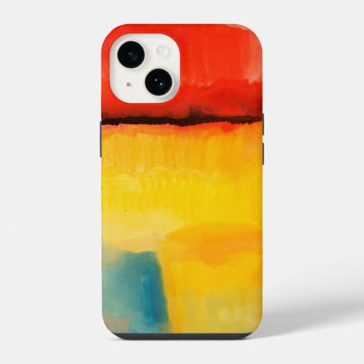 モダンな赤と黄色の抽象画 iPhoneケース (裏面)