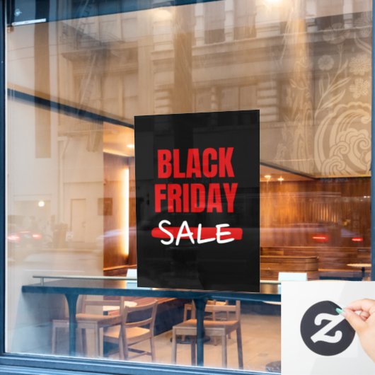 モダンな赤と黒のブラックフライデーセール タイポグラフィストア看板 ウィンドウサイン (カフェ窓)