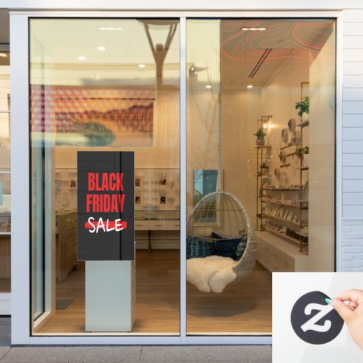 モダンな赤と黒のブラックフライデーセール タイポグラフィストア看板 ウィンドウサイン (店舗窓)